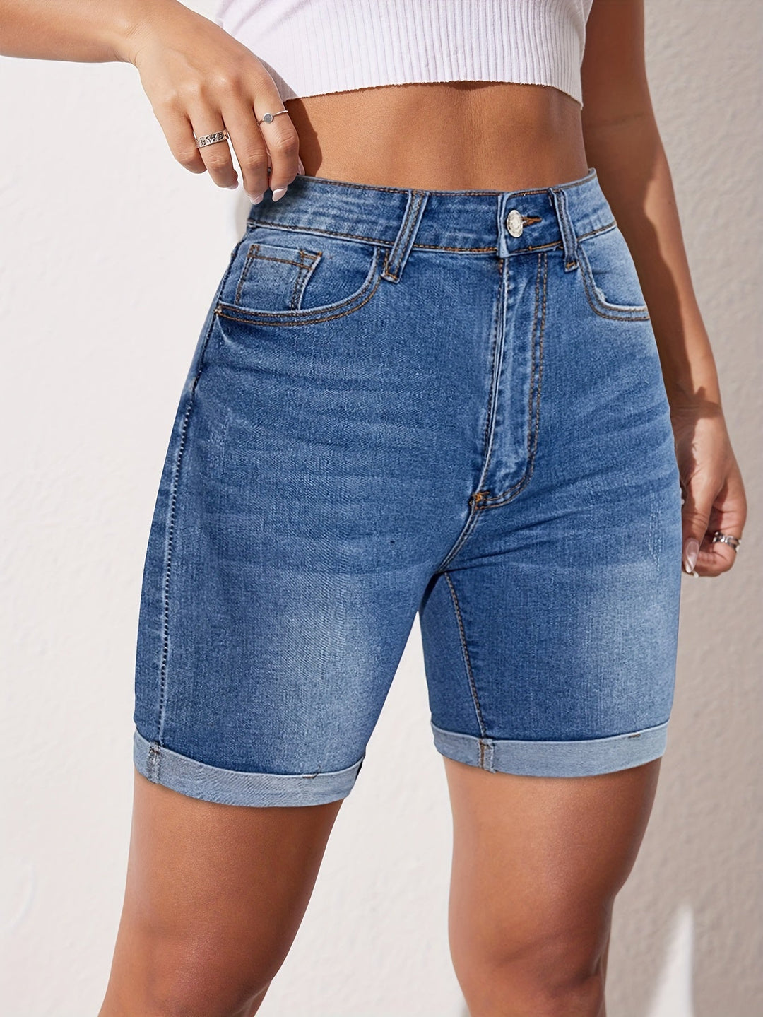 RAPHAELLE™ - Short en jean bermuda extensible