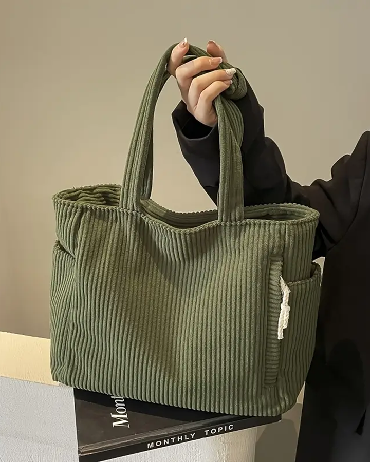 SOCIANI™ – Cabas côtelé tendance avec détail de cordon de serrage