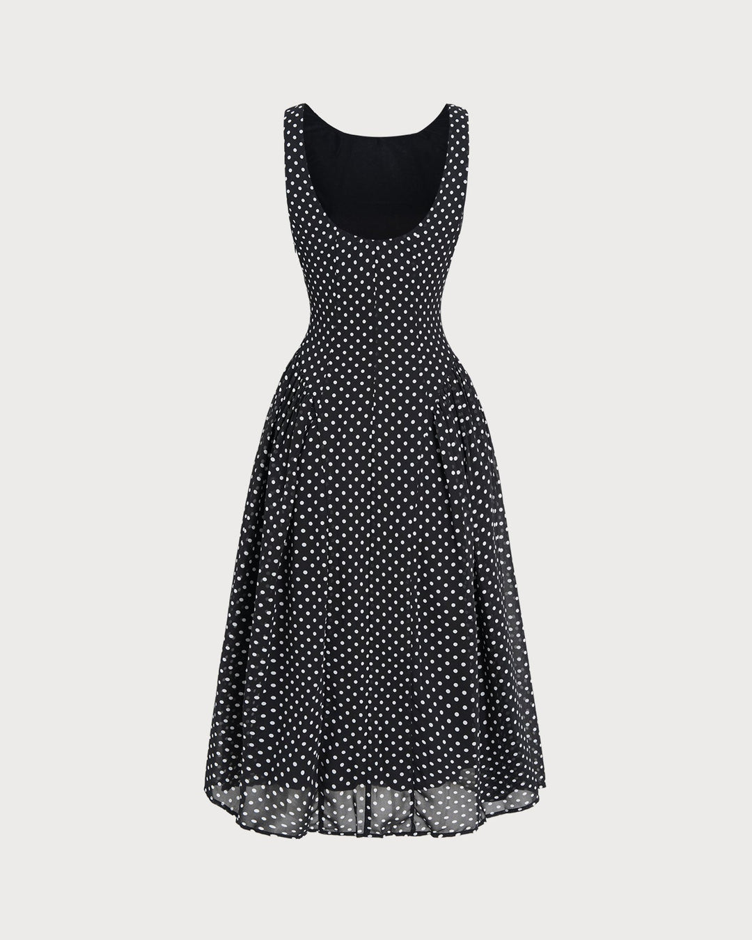Black Polka Dot Chiffon Midi Dress