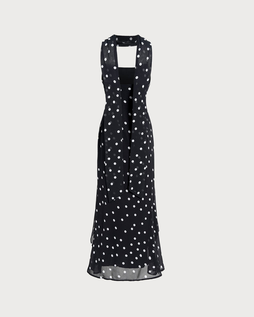 Black Polka Dot Slip Maxi Dress