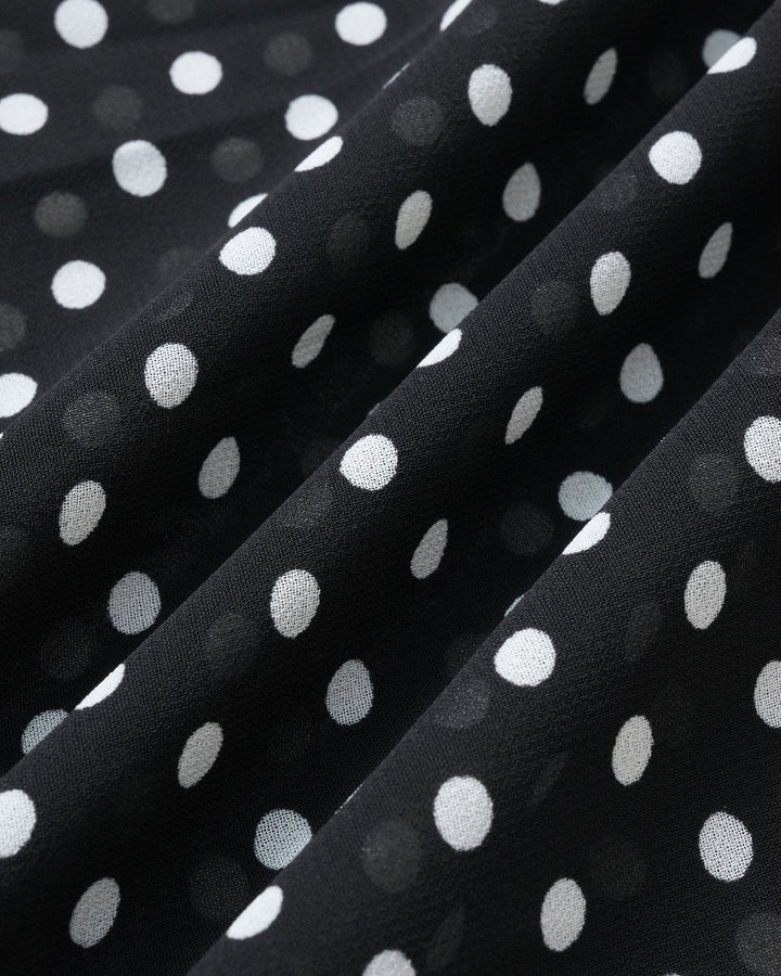 Black Polka Dot Chiffon Midi Dress