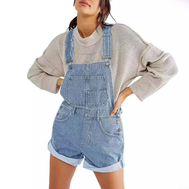 REMITA™ - Salopette Courte Ajustable en Jean Vintage
