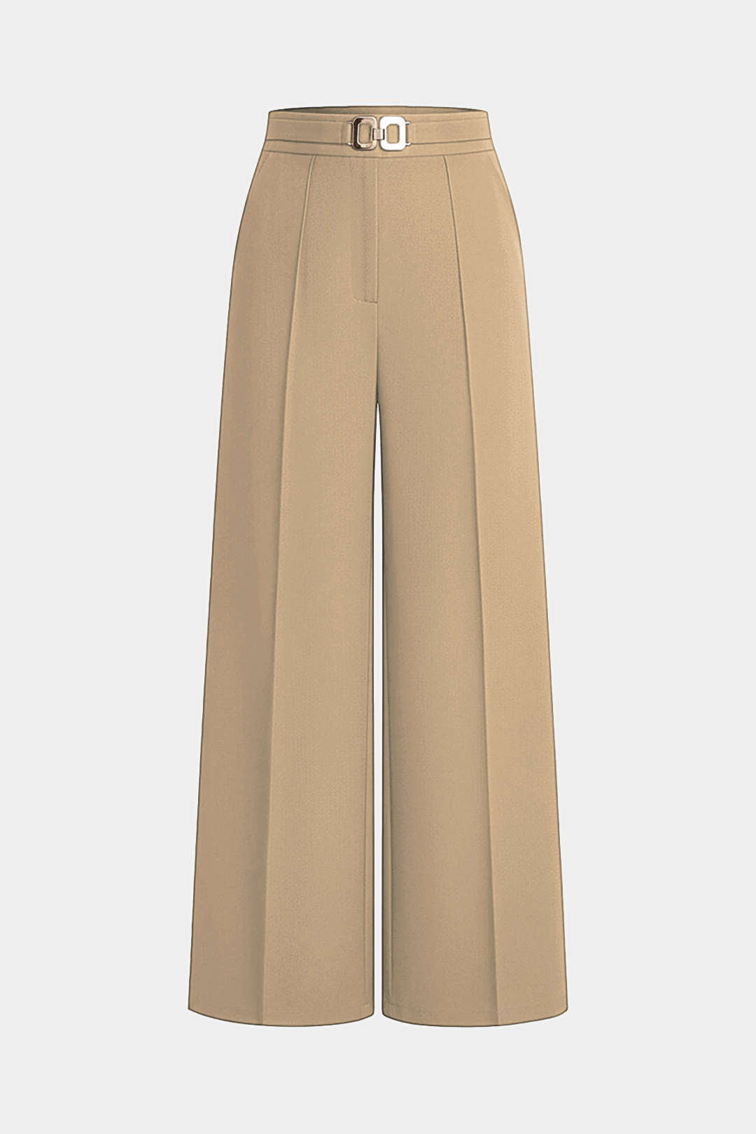 Solid Belted Wide-Leg Pants