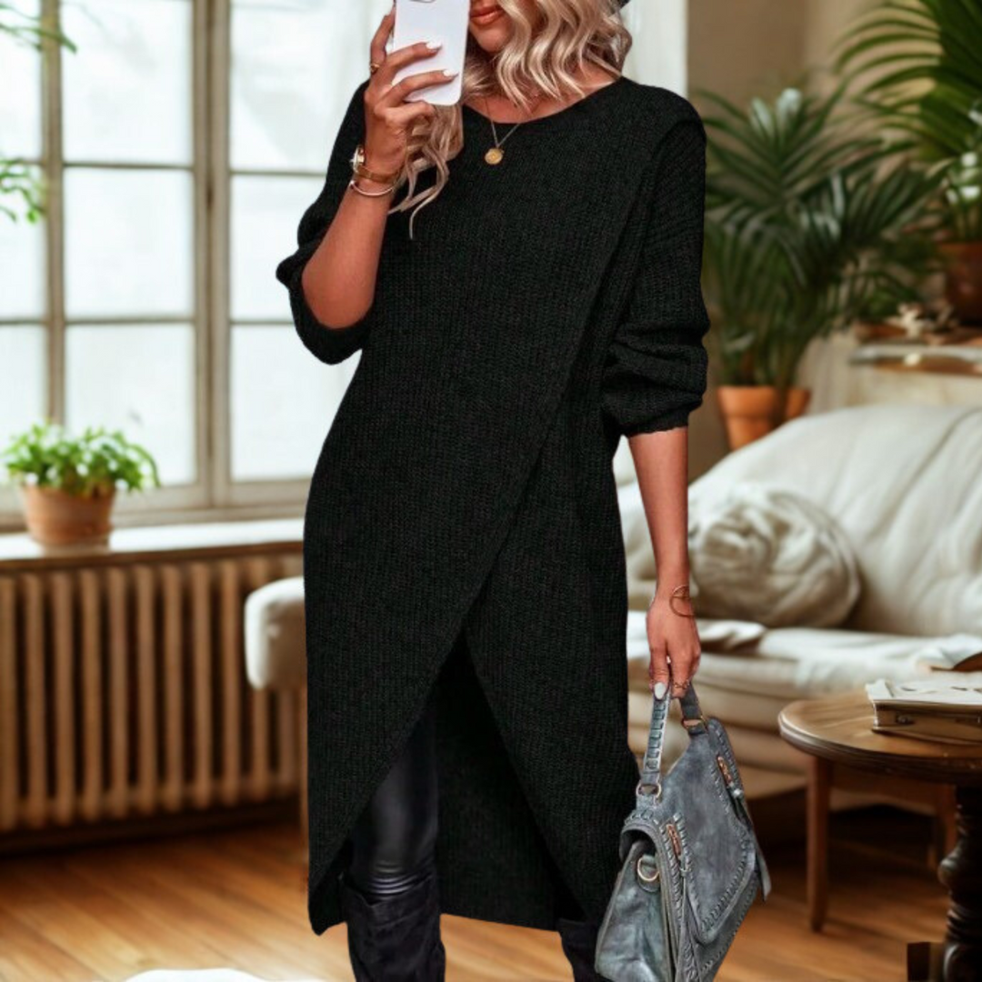 Robe pull tunique simple décontractée à porter croisé