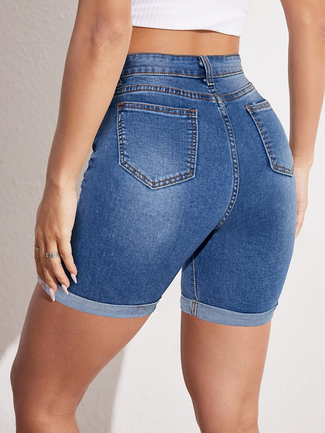 RAPHAELLE™ - Short en jean bermuda extensible