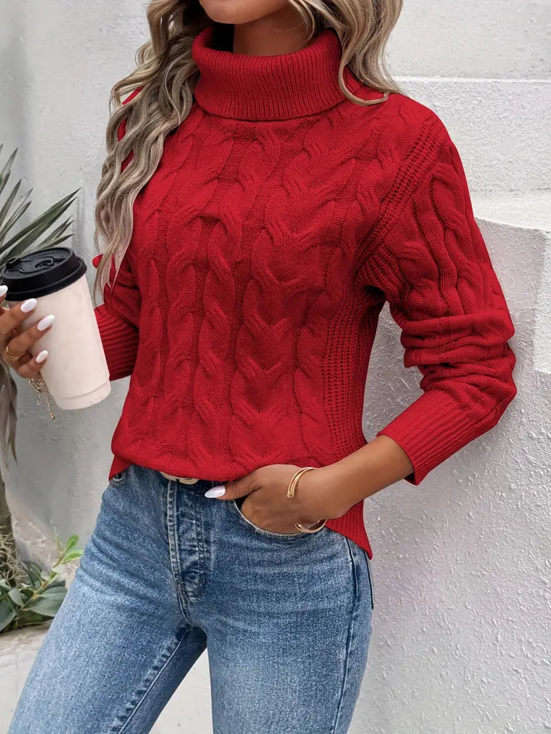 Cable Knit Turtleneck Sweater