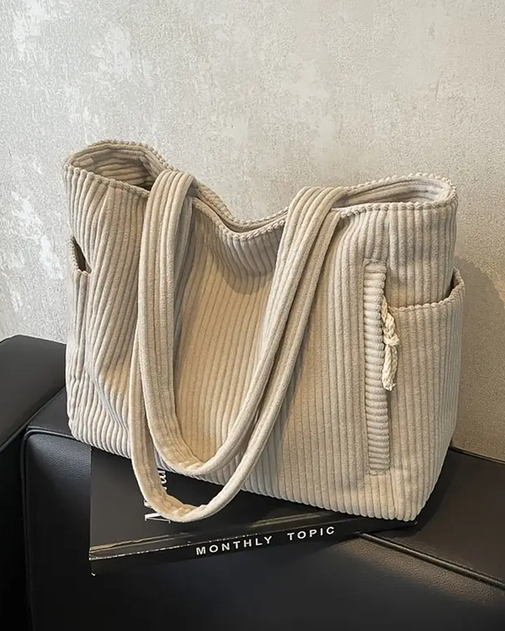 SOCIANI™ – Cabas côtelé tendance avec détail de cordon de serrage