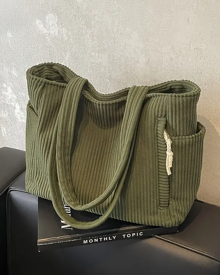 SOCIANI™ – Cabas côtelé tendance avec détail de cordon de serrage