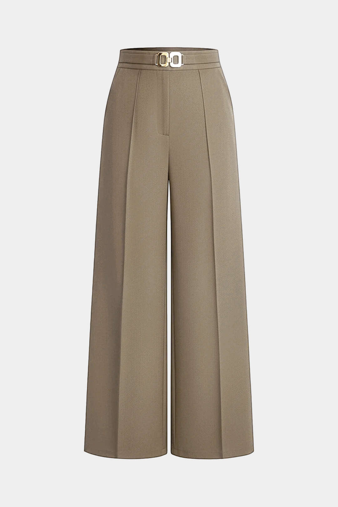 Solid Belted Wide-Leg Pants