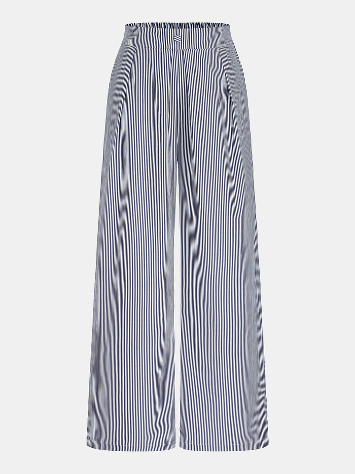 Striped Long Cami Top and Wide-Leg Pants Set