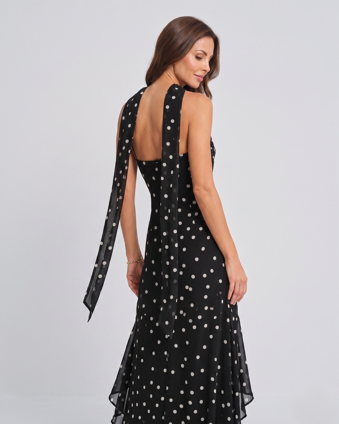 Black Polka Dot Slip Maxi Dress