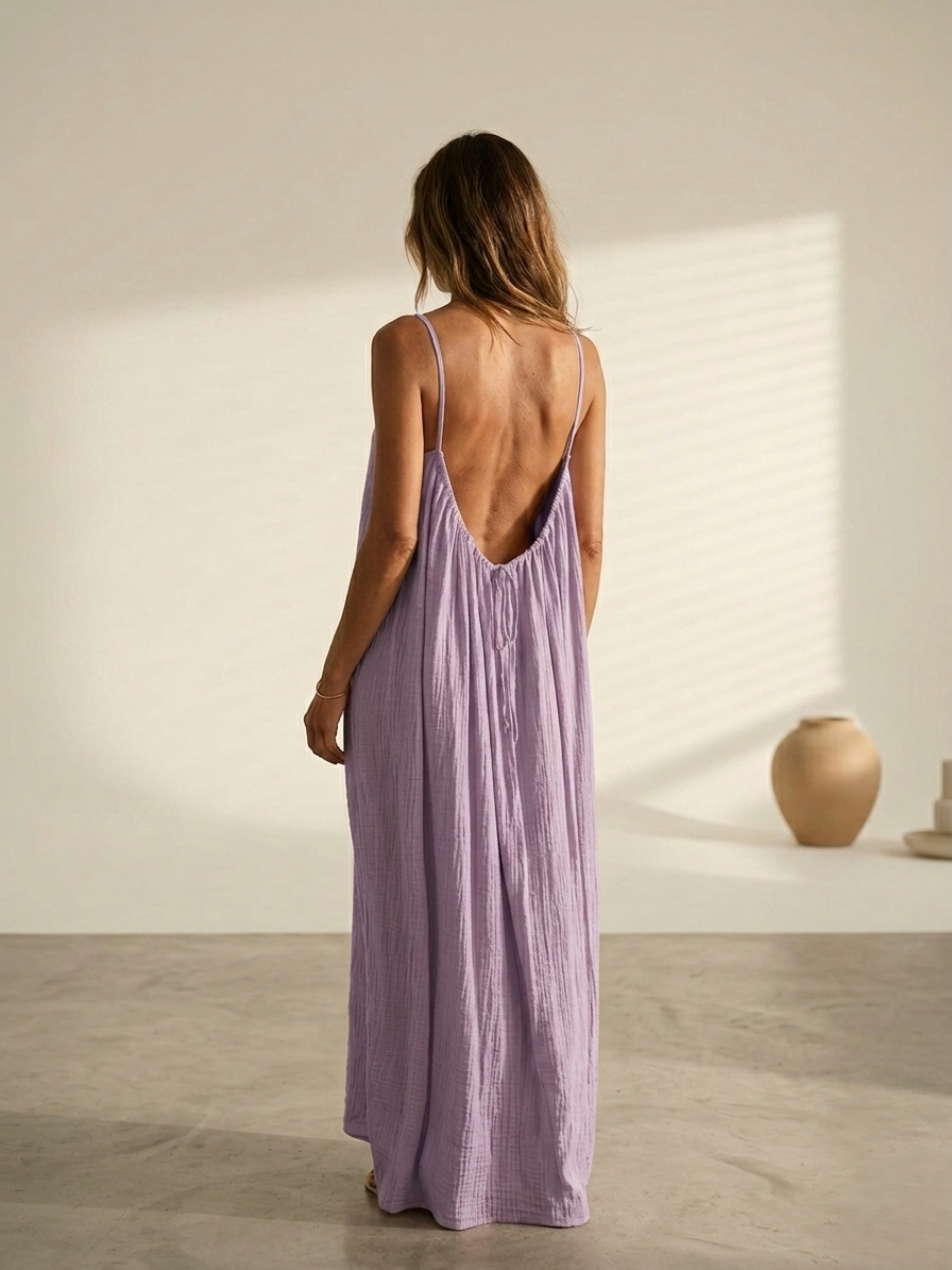 Women's Solid Color Backless Cami Dress