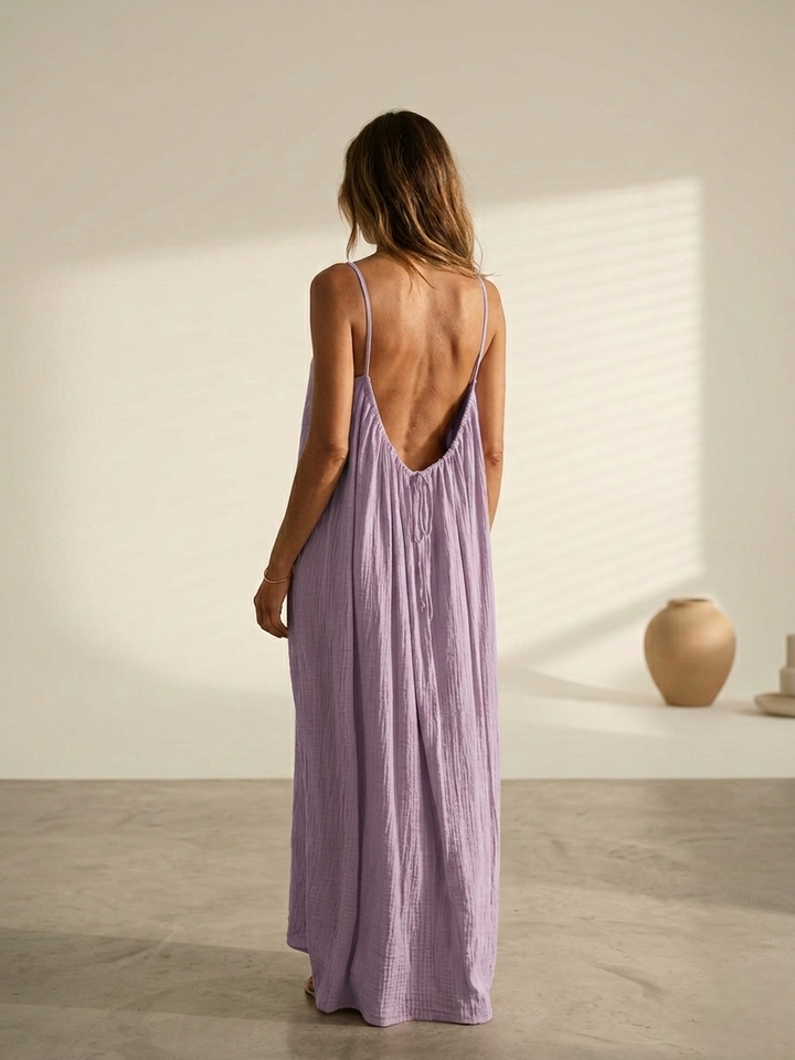 Women's Solid Color Backless Cami Dress