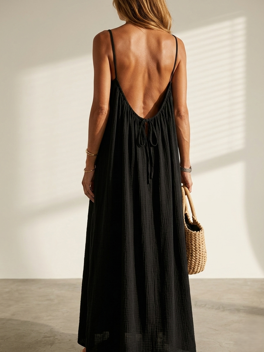 Women's Solid Color Backless Cami Dress