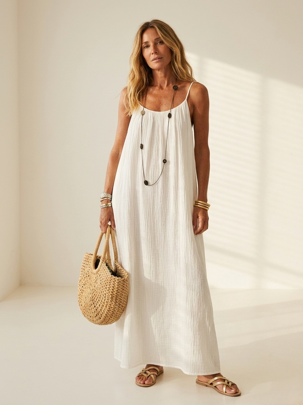 Women's Solid Color Backless Cami Dress