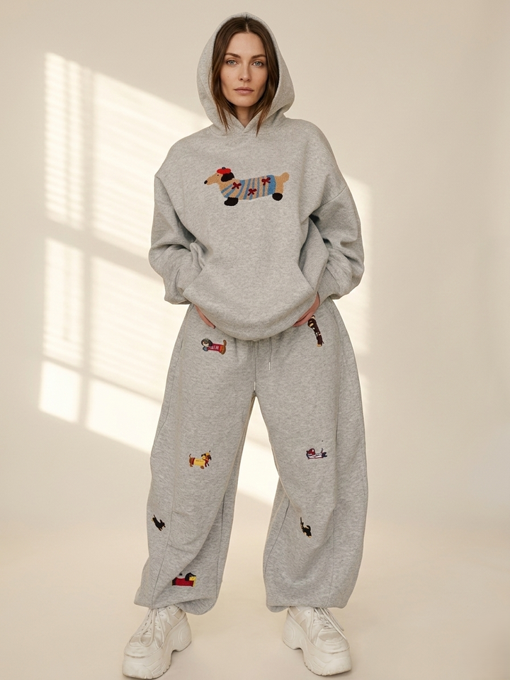 Embroidered Pup Barrel Sweatpants
