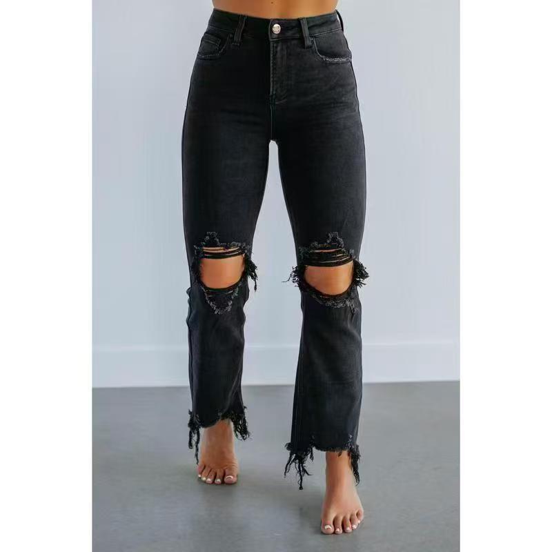 TALA™ – Jean déchiré coupe slim délavé décontracté