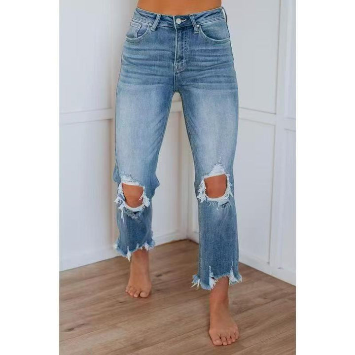TALA™ – Jean déchiré coupe slim délavé décontracté