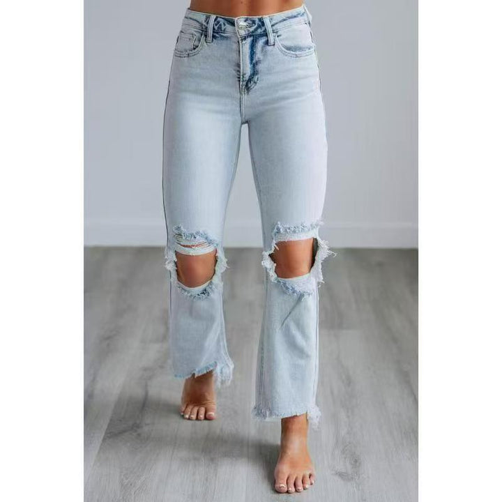 TALA™ – Jean déchiré coupe slim délavé décontracté