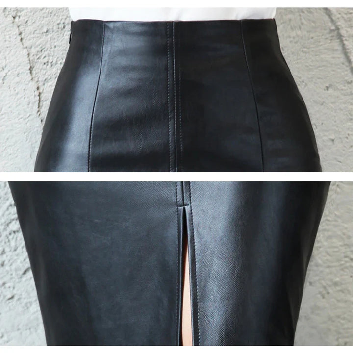 MONIQUE™ – Jupe crayon élégante en cuir noir