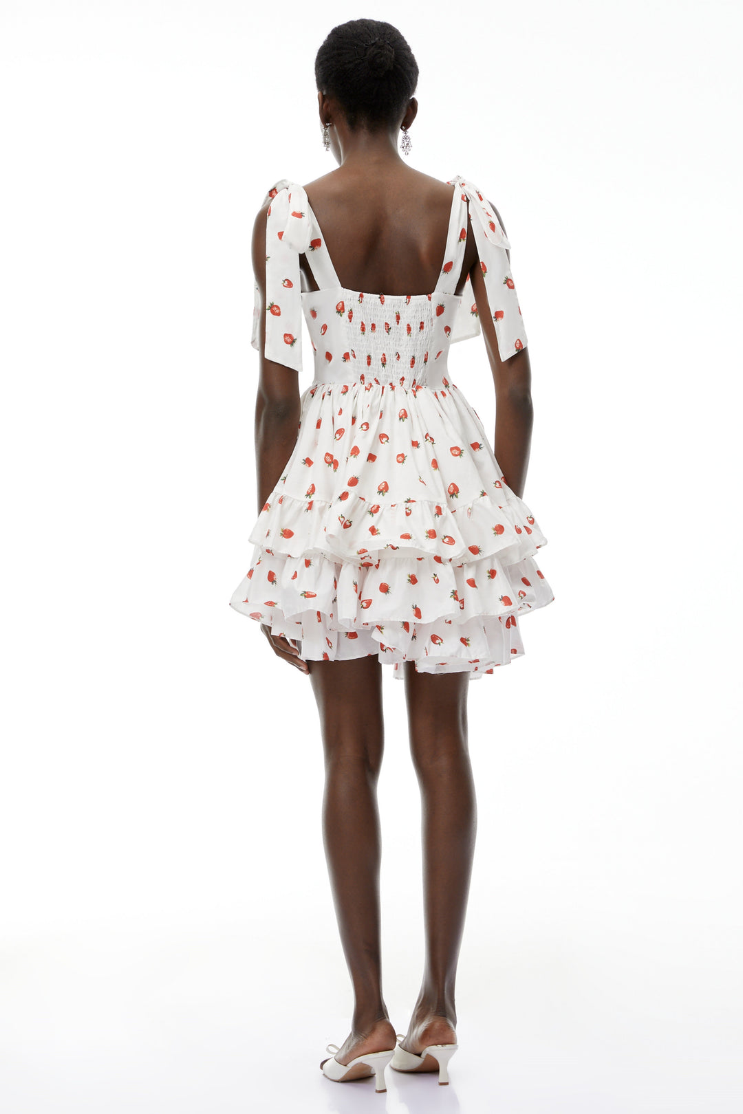 Robe courte étagée à imprimé fraises Tamara White
