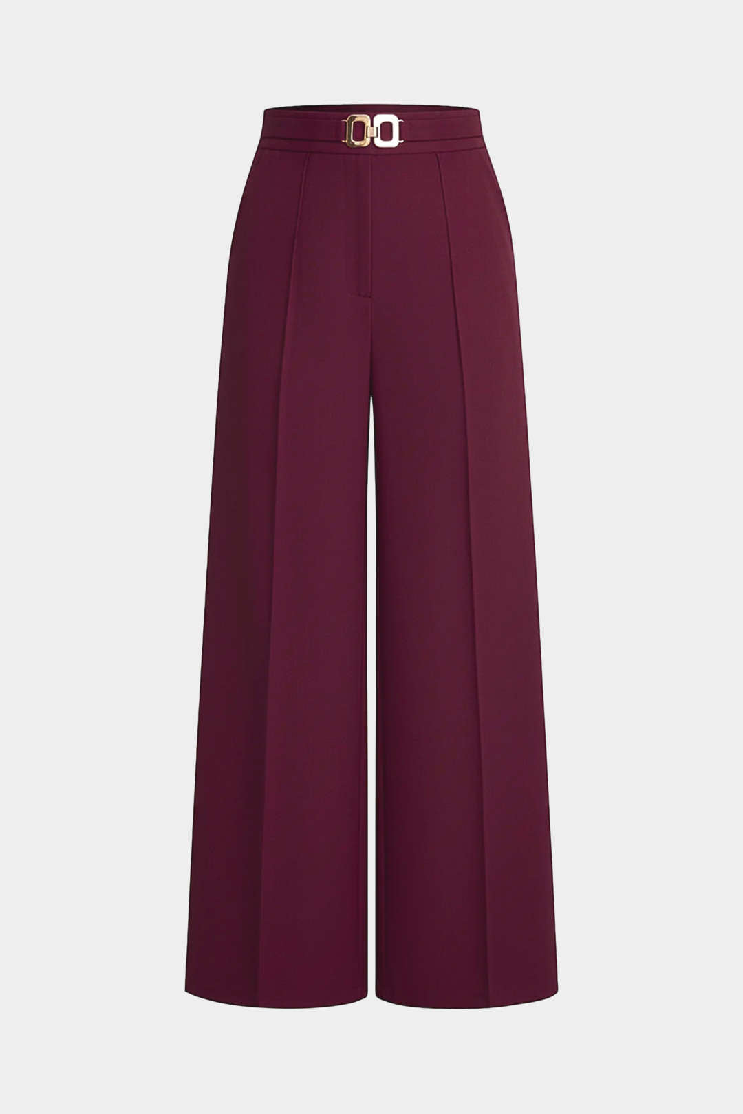 Solid Belted Wide-Leg Pants