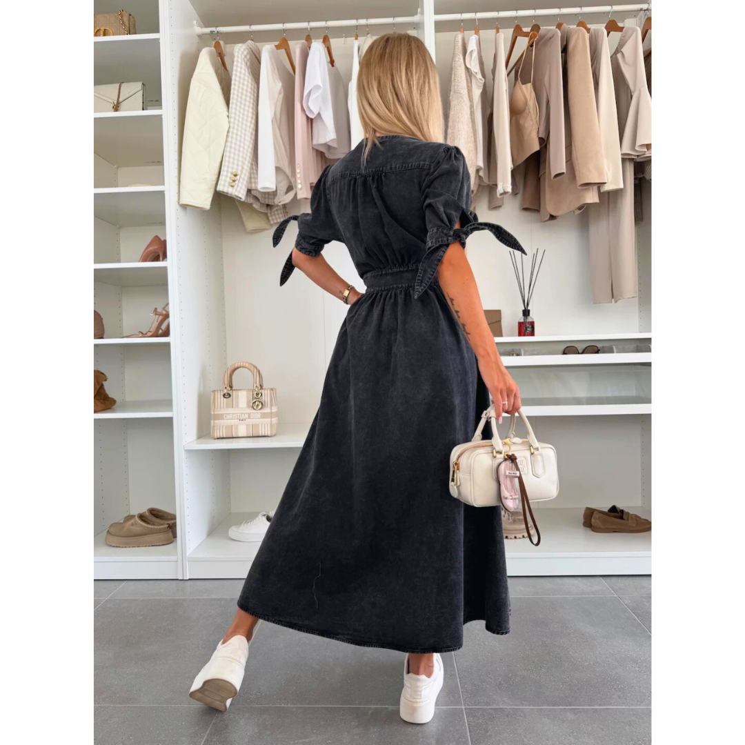 Robe midi élégante à col en V