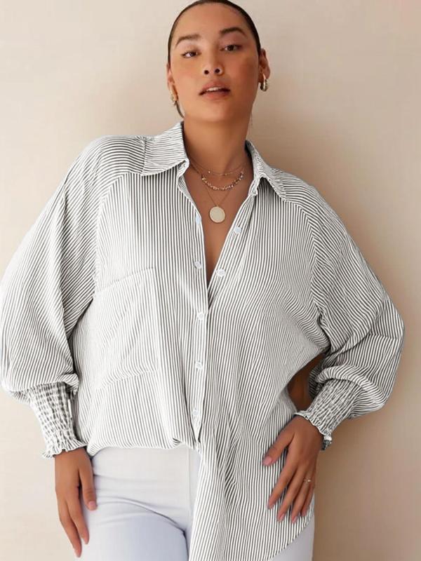 Flowy Plus Size Casual Button-Up Top