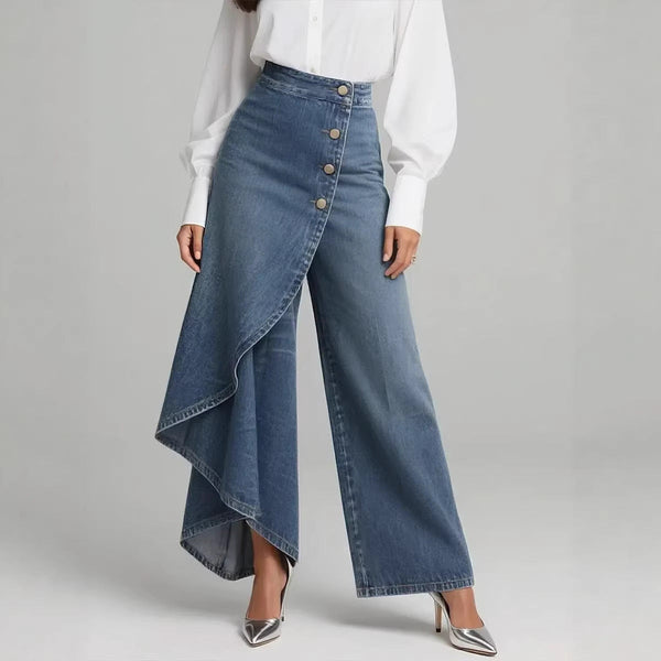 Elora | Ruffle-Button Straight-Leg Pants